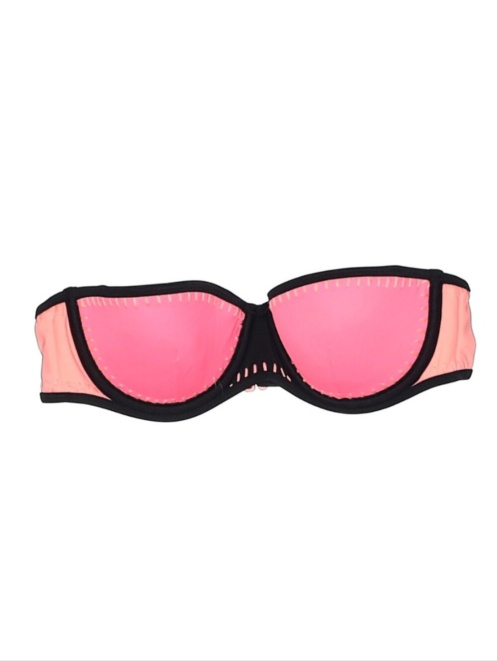 Victoria's Secret Neon Pink Bandeau Bikini Top with Black Trim